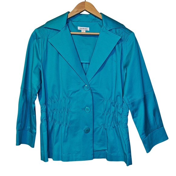 Joan Rivers Jackets & Blazers - Joan‎ Rivers Jacket Womens Small Teal Blue Cinched Waist 3/4 Sleeve A89526